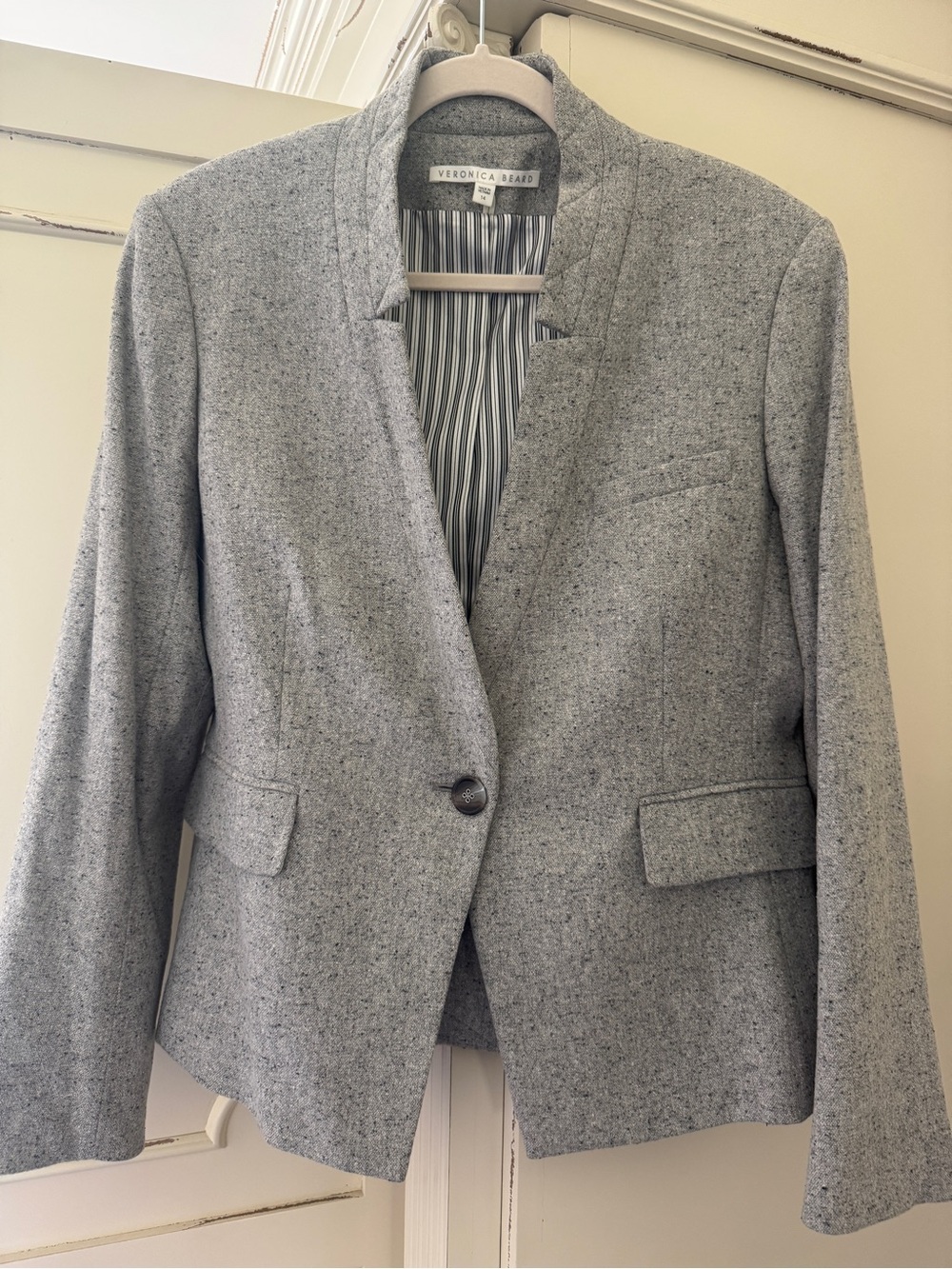 Veronica Beard Heather Light Gray Tailored Blazer